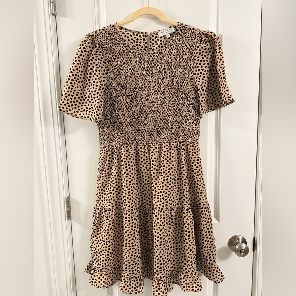Hayden Smocked Leopard Print Dress (size Large)